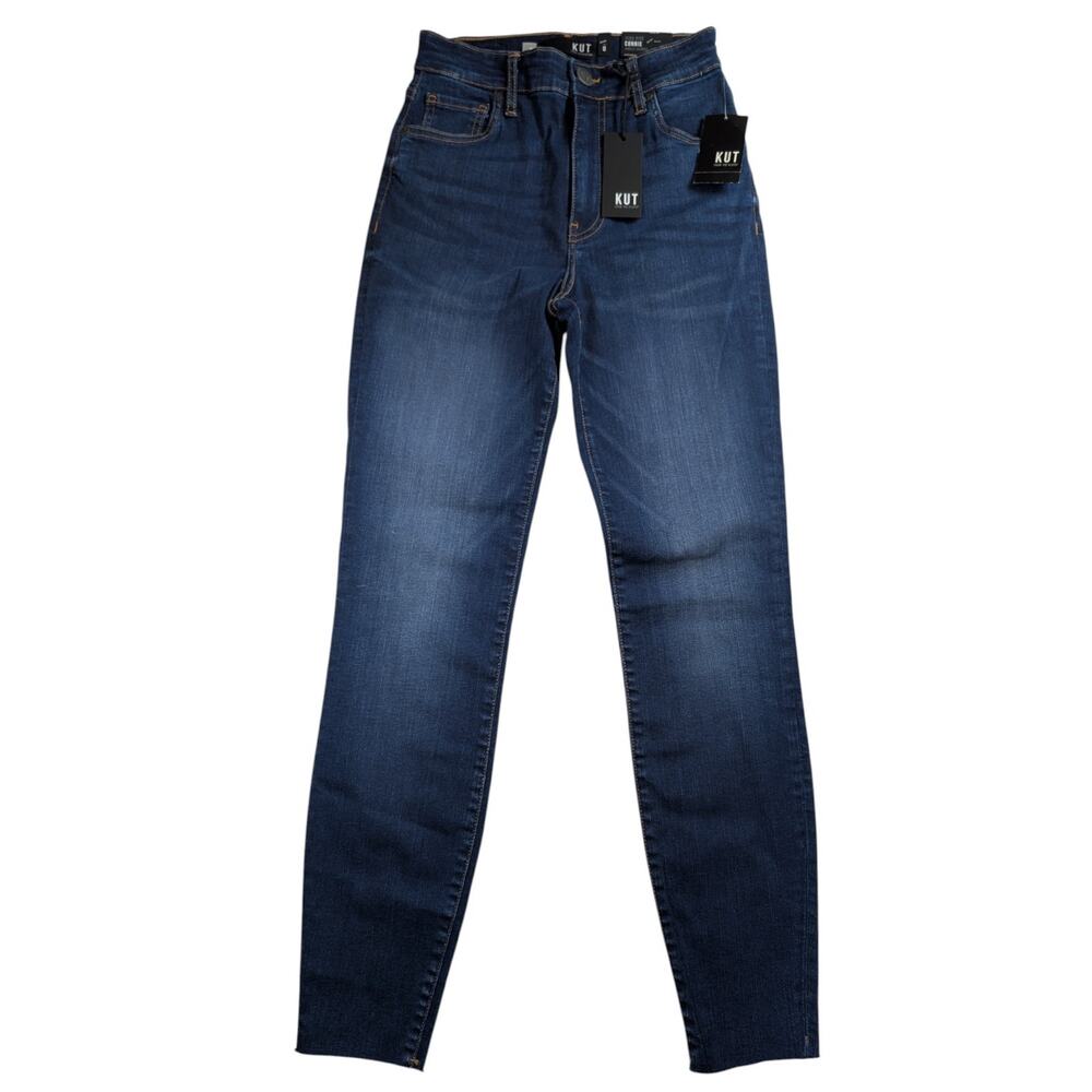 KUT From The Kloth Connie Ankle Skinny Jeans High Rise Raw Hem NWT Womens 0